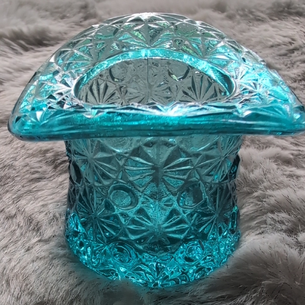 Blue Glass Top Hat Vase